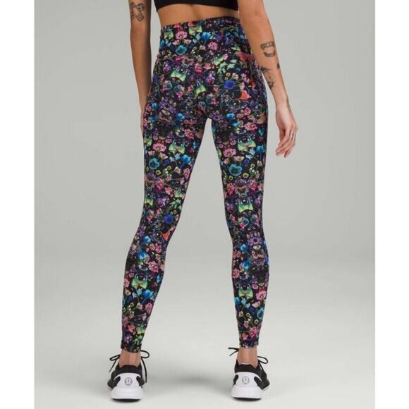 NWT LULULEMON Swift Speed High-Rise Tight 28" Size 0 Flowerscope Black Multi - Picture 4 of 10